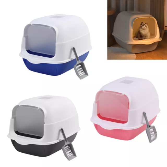 Pets Portable Hooded Cat Litter Box Covered Tray Pet Toilet W/Flip Cover Door 2