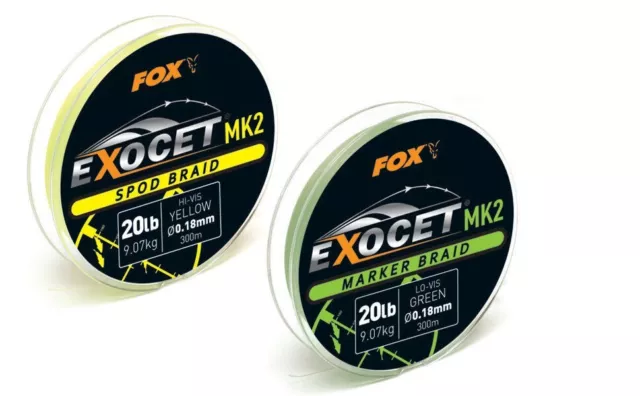 Fox Exocet Mk2 Spod Braid 20Lb Yellow 300M - Cbl013 Free Post