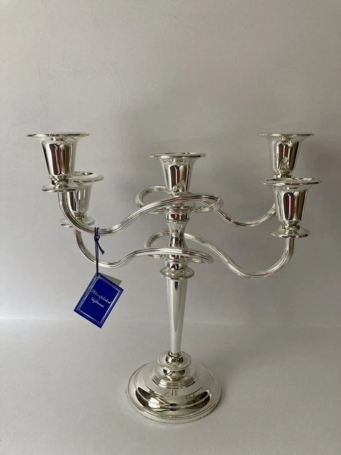 Silver plated 5 Arm Candle Holder/Candelabra Made In England 11 Inch