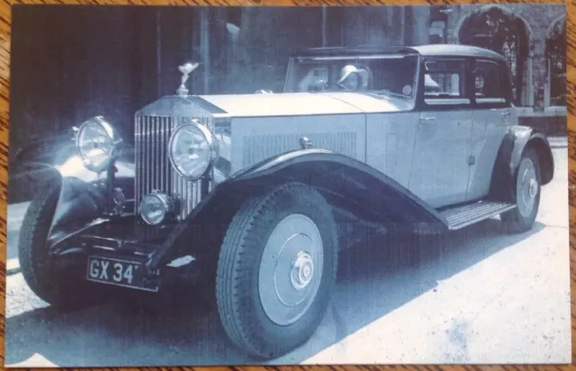 Rolls Royce 1920's Sedan Vintage Car B&W Nostalgia Postcard 1990