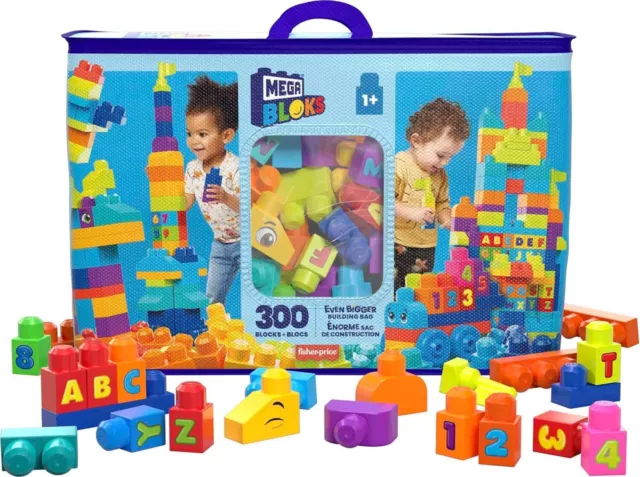 Mega BLOKS Fisher Price Toddler Block Toys 300-Piece And Storage Bag