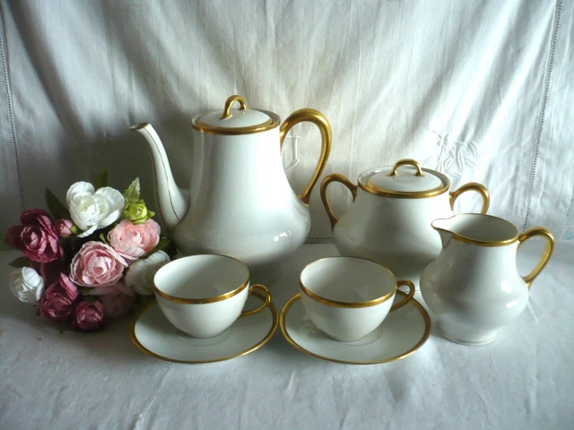 Vintage, service à café porcelaine blanche vers 1950