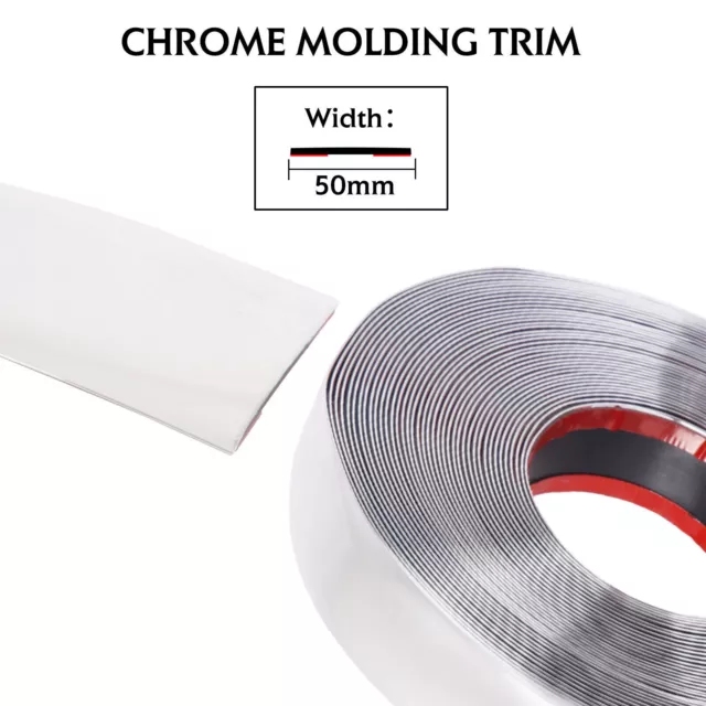 Pliable Chrome Moulding Trim Self-adhesive Strip Car Styling Tuning Edge Protect