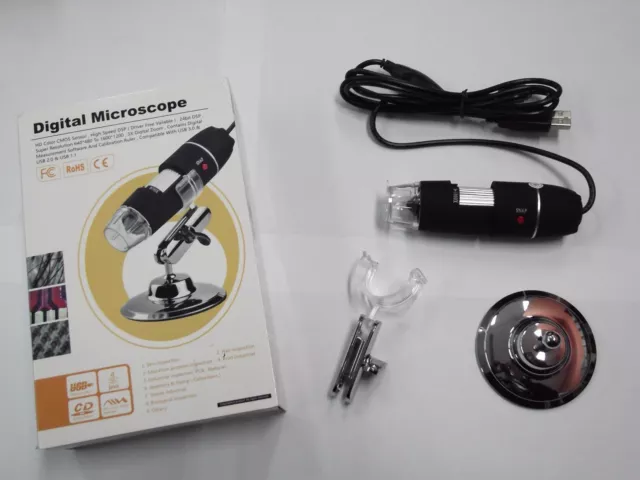 Microscopio Digitale Zmy-1000X 8 Luce Bianca Led 3D Zoom Digitale Usb Nero Nuovo