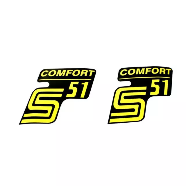 2 ADHESIVE FOIL Sticker Side Pas For Simson S51 C Comfort Yellow