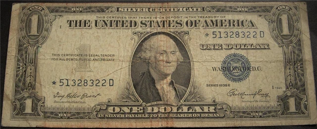 1935E $1 Silver Certificate ***STAR NOTE*** - Circulated SN: *51328322D FR#1614*