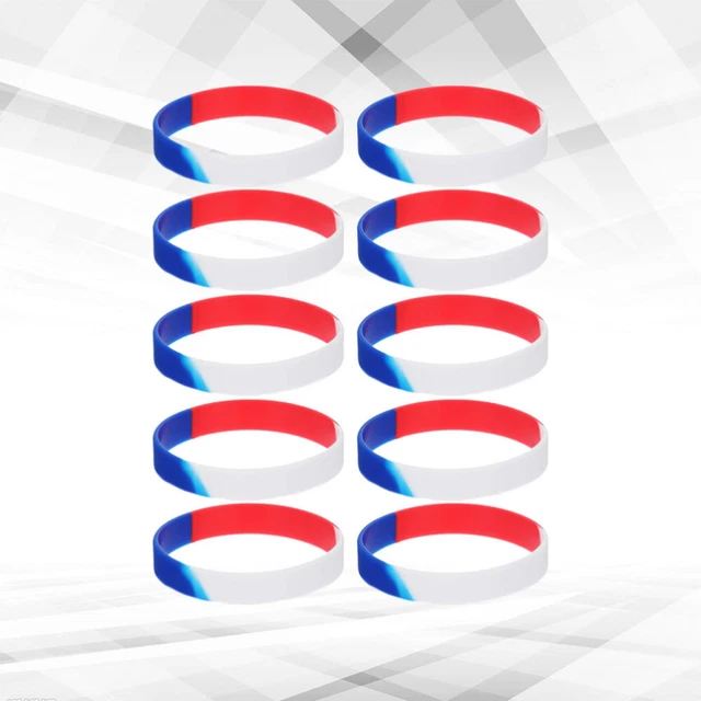 10 Pcs Strecken Rote Blaue Und Weiße Armbänder Männer Frauen Mann Sport