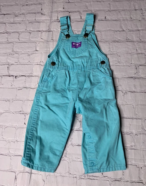 Vintage OshKosh Jean Overalls Unisex Vestbak Denim Carpenter 18M Turquoise USA