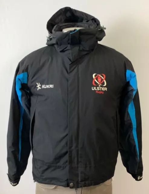 KUKRI COAT JACKET XS BLACK BLUE Ulster Rugby Detached Hood Fleece Lined Sports