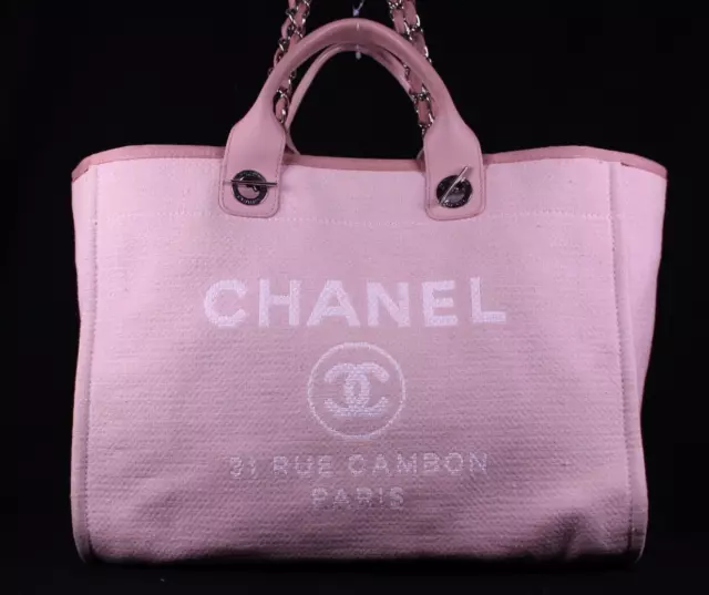 CHANEL PASTEL PINK Canvas & Leather LARGE DEAUVILLE Shopping Tote Bag  $2,298.00 - PicClick