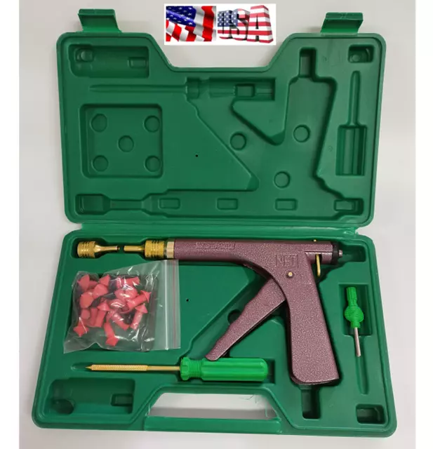 Car Motorcycle Tubeless Tire Wheel Repair Gun Kit W/Mushroom Plug Probe Nozzle