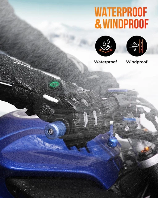 Gants Chauffant Moto Hiver Homme Imperméable Adapter Ecran Tactile Noir et Gris 3