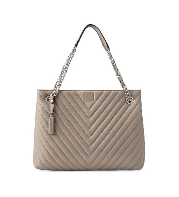 VICTORIA S SECRET BORSA Tote Da Spalla. Grigio. Trapuntato. Large