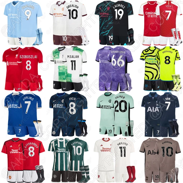 23-24 Boys Kids Football Kits Mens 2023/24 Strip Sport Shorts+Shirt+Socks 10th