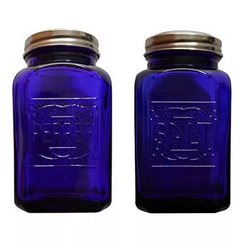 Depression Style Glass Salt and Pepper Shakers (Cobalt Blue)