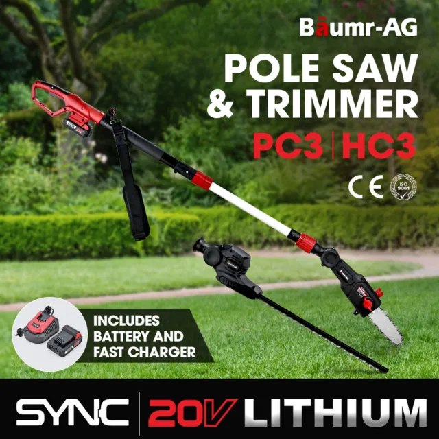 BAUMR-AG 20V SYNC Cordless Pole Saw & Hedge Trimmer Combo Chainsaw Battery