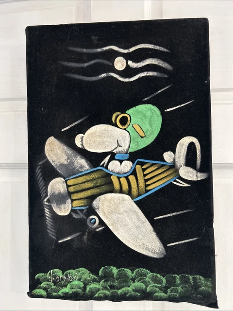 VINTAGE 70S VELVET Art Snoopy Stupid Bird JPN Exclusive Import