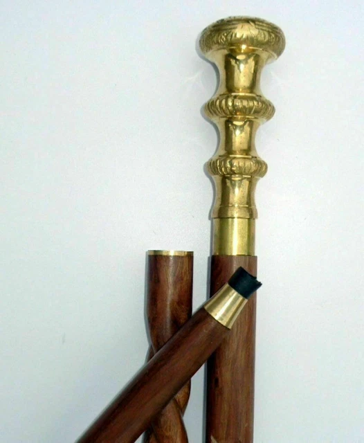BÂTON DE MARCHE en bois victorien CANE poignée tête derby laiton massif desig... EUR 29,07 - FR