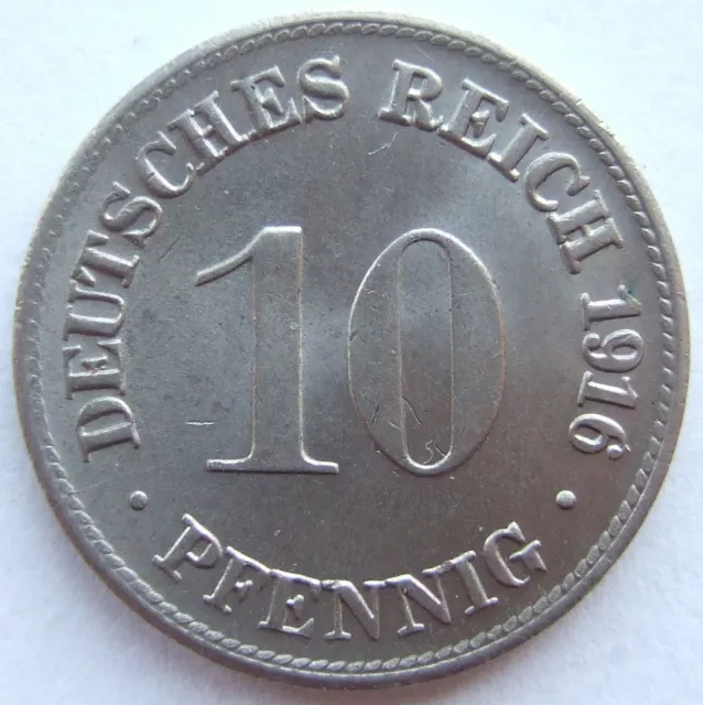 Moneta Reich Tedesco Impero Tedesco 10 Pfennig 1916 D IN Uncirculated