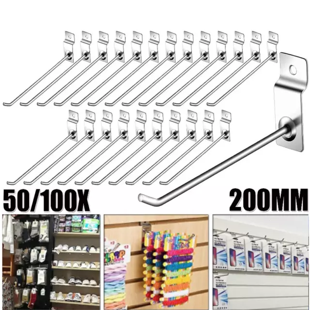 100pcs Slatwall Hooks 200mm Slat Wall Grooved Panel Hanger  Wall Tool Organizer