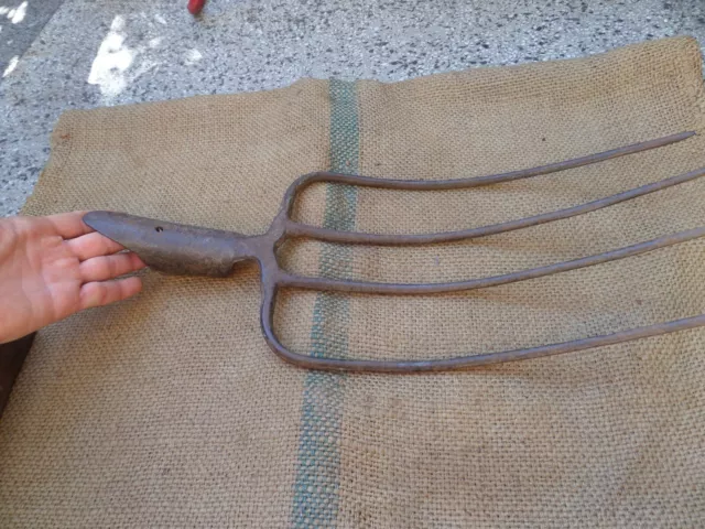 Antique Fork Pitchfork Hand Forged Hand Forged Iron Gardening Tool Vintage 19C