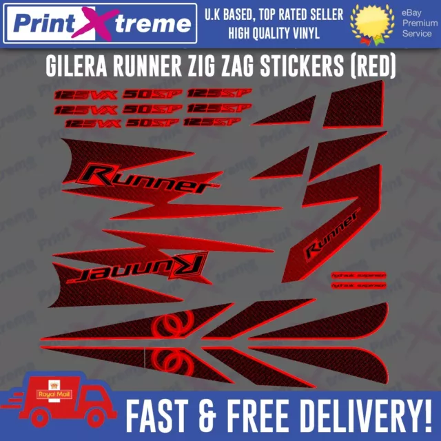 Gilera Runner Zig Zag Stickers RED carbon lightning 621745 SP FX FXR VX VXR