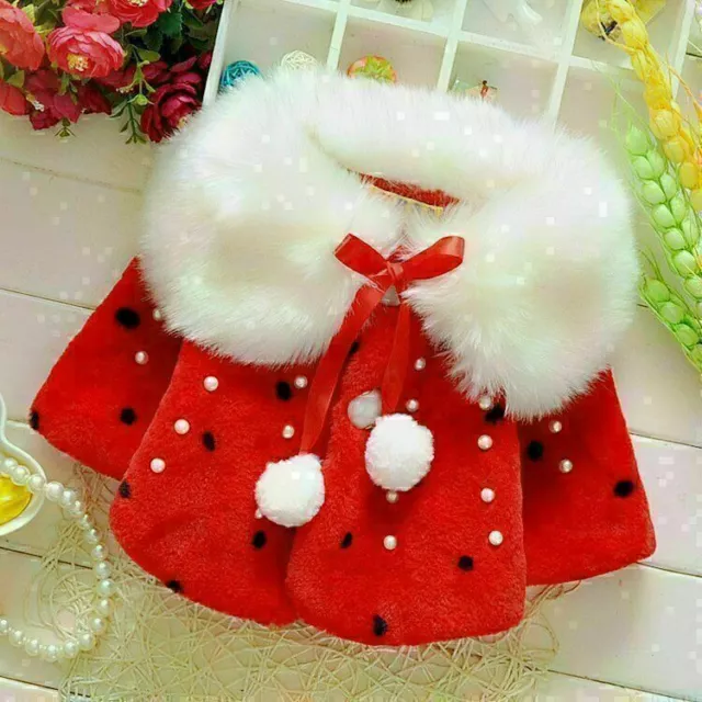 Baby Girl Winter Warm Cape Toddler Coat Cloak Jacket Fur Outerwear Clothes