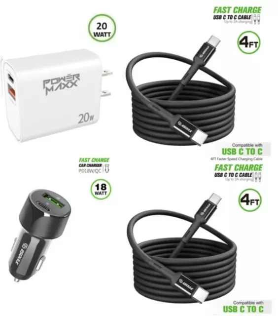 FOR MOTOROLA RAZR ( 2024 ) PD Car + 20W Wall Charger + 2x USB A to Type