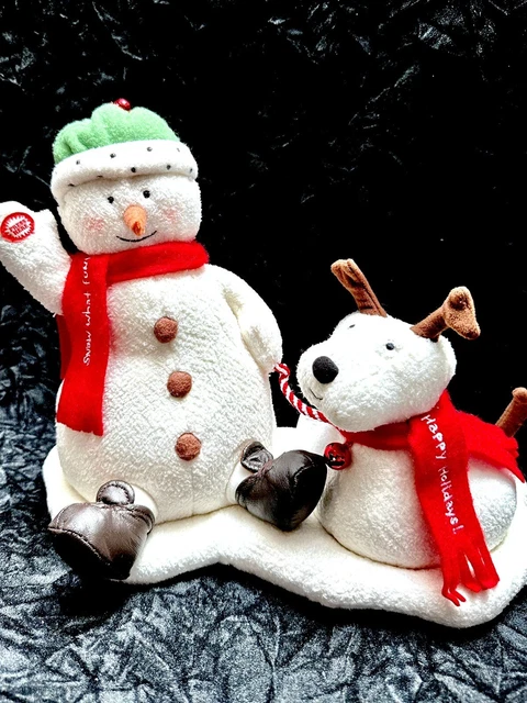 New 2004 Hallmark Jingle Pals Singing Snowman With Barking Dog Sing Jingle Bells