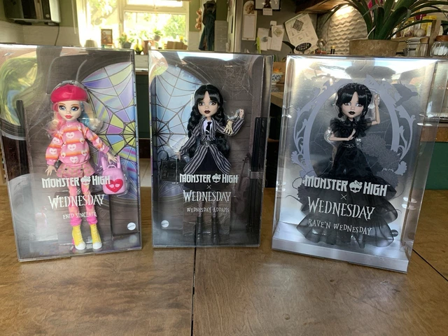 COMPLETE SET MONSTER High x Wednesday Addams Raven /Enid Nevermore ...