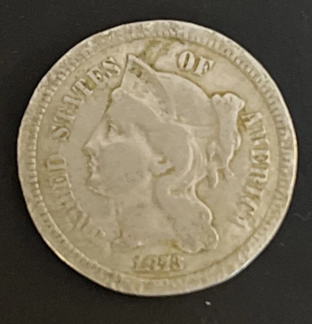 1873 US Three Cent Nickel, Nice Details First Year Coin