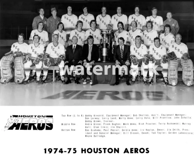WHA Houston Aeros - 1974-75 Avco Cup Champions, 8x10 B&W Team Photo