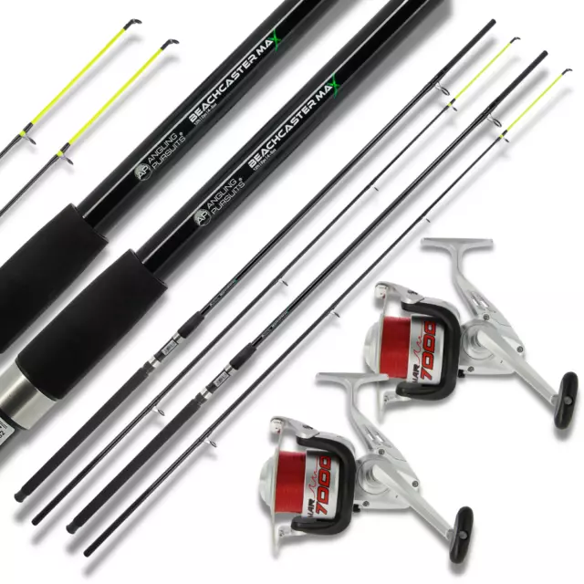 SEA FISHING SET UP 2 x 12ft RODS BEACHCASTER RODS 2 x SEA FISHING 7000 REELS