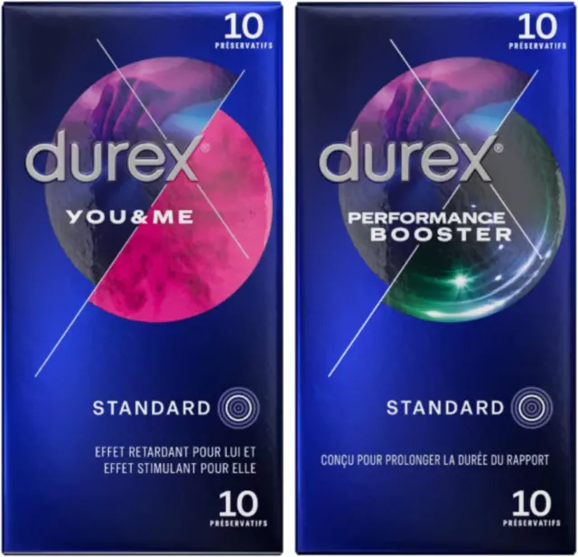 DUREX - Lot De 2 Boîtes De Préservatifs - You & Me X10 - Performance Booster X10