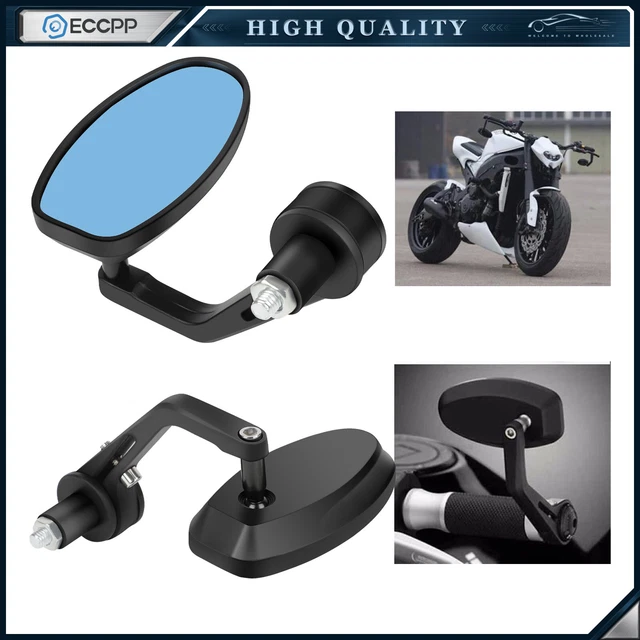 Motorcycle 7/8" Handle Bar End Oval Side Mirrors Black For Honda Street Fighter