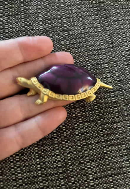 Givenchy Signed Purple Enamel Turtle Brooch