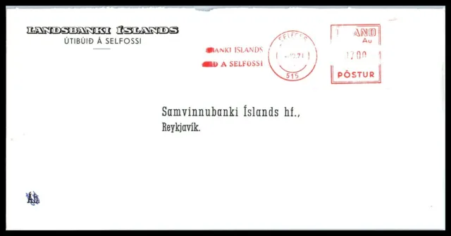 1971 ICELAND Cover - Landsbanki Islands, Selfoss to Reykjavik, Meter OS