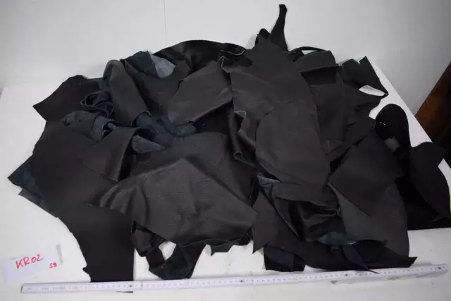 2 kg piezas de cuero cuero cuero de coche negro hasta DIN A3 restos de cuero cuero cuero artesanal