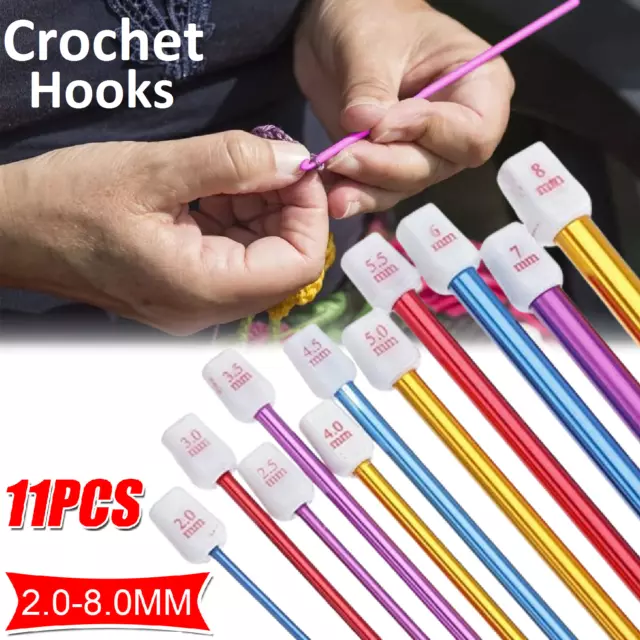 Crochet Hooks Yarn Aluminum Knitting Needles Set Sewing Tools Soft Grip Handles