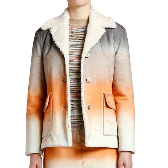 Missoni Ombré Tie Dyed Shearling Lined Coat