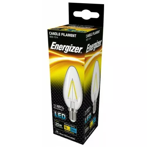 Energizer 2.4W = 25W LED Candle Filament Light Bulb Small Edison Screw SES E14