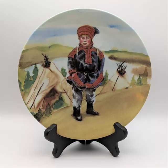 Indigenous Sami Child Boy Porcelain Plate Sweden Finland Norway Nomadic Arctic