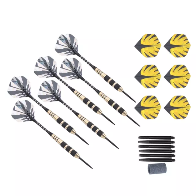 Darts Kit 12 Dart Tail Flights Shafts Black Nickel Copper Hard Tip Detachable Sp