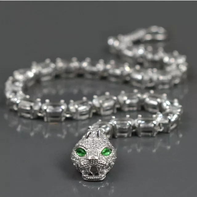 12.5CT Lab-Created Émeraude Cobra Tennis Bracelet 14K Plaqué or Blanc Argent