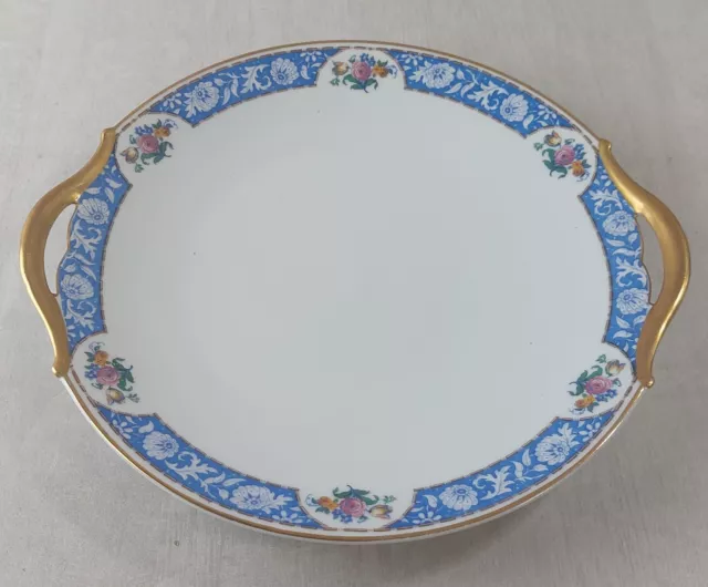 Ancien plat, décor fleurs, en porcelaine de Limoges, Raynaud