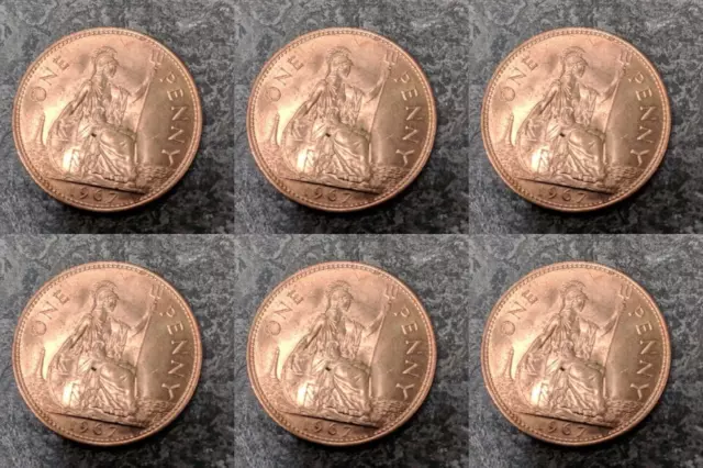 SET OF 6 x 1967 One Penny Coins - GREAT CONDITION!
