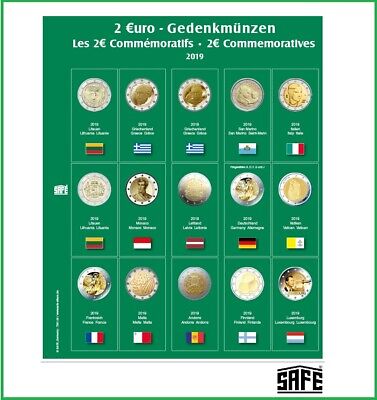 Safe 7341-24 pièces commémoratives 2019 feuilles suppléments Coloré Distribués