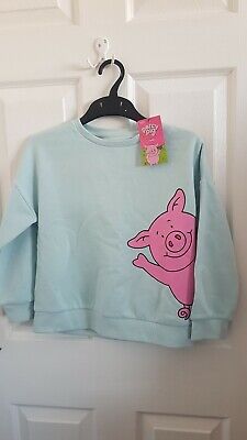 Girls Blue Percy Pig Sweatshirt Age 7-8 From Marks And Spencer BNWT
