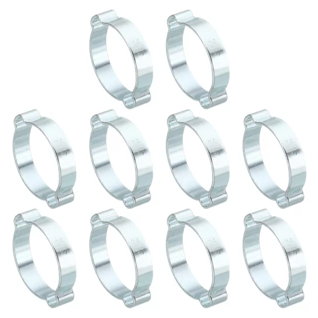 Confezione da 10 Morsetto Tubo Doppio Orecchio 34-37mm, Anelli Crimpante Acciaio Zincato