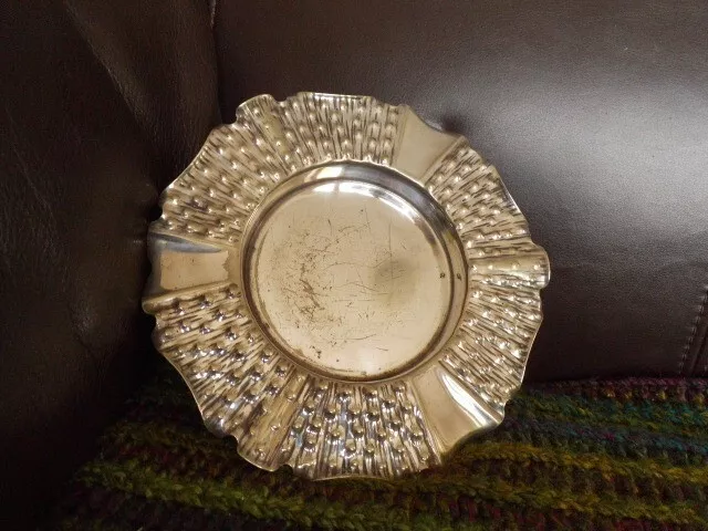 EPNS Cerchio scanalato argento placcato piastra decorativa vintage